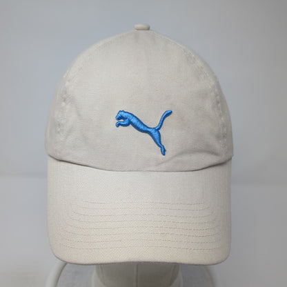 Puma Blue Logo Slideback Hat Beige One Size Adjustable Embroidered