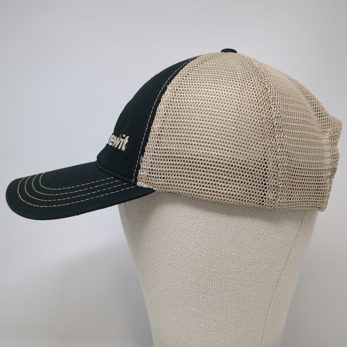 Richardson Trucker Hat Black L Snapback Mesh Kiewit Construction Embroidery
