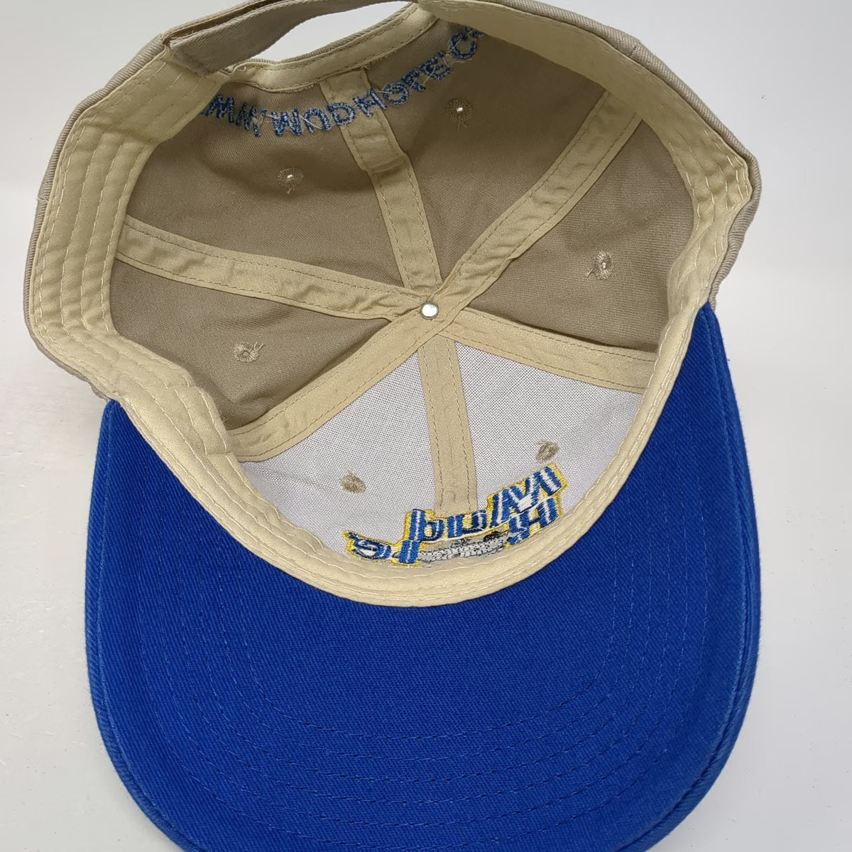 Baseball Cap Beige Blue One Size Mud Hole Rod Building Tackle Fishing Logo Hat