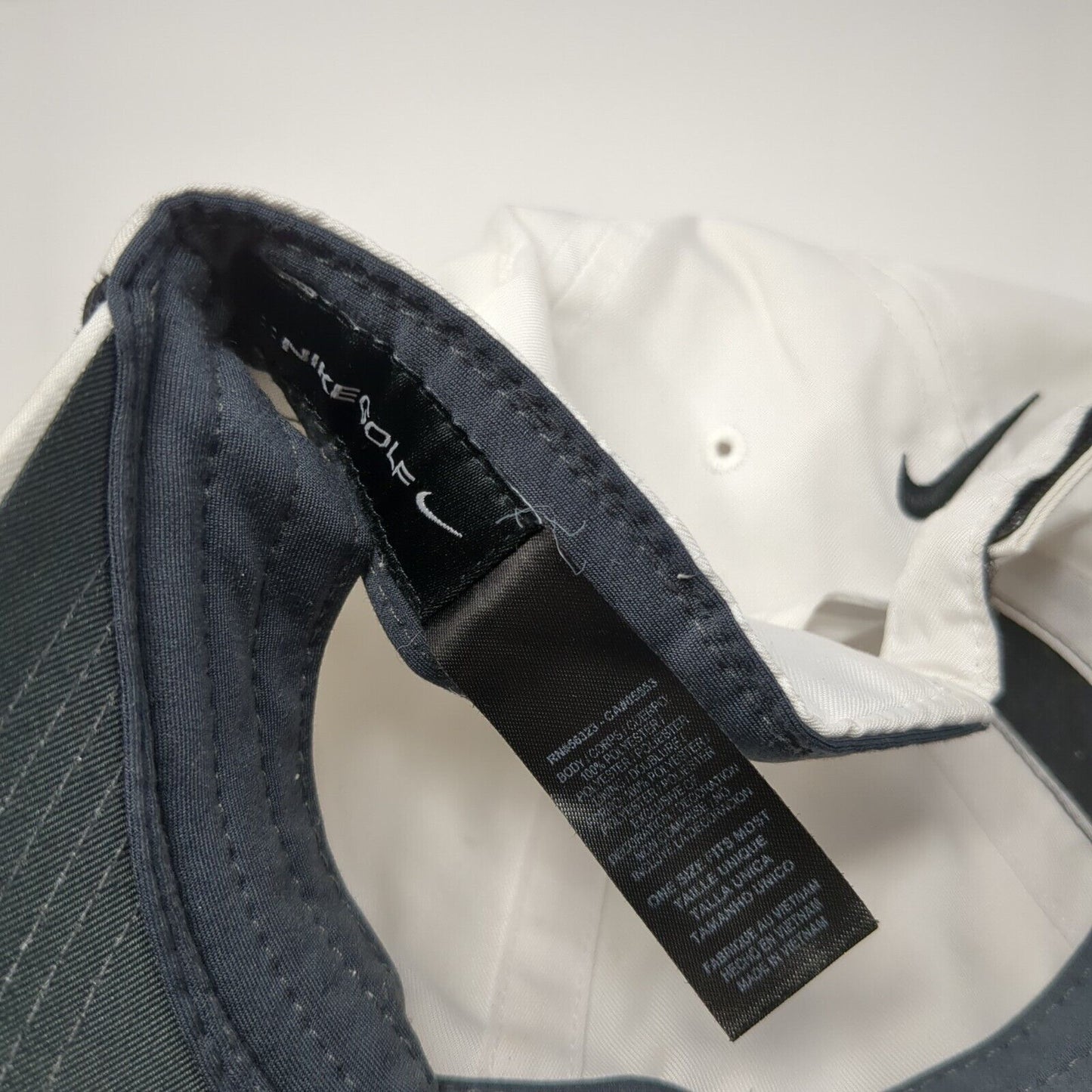 Nike Golf Strapback Hat White One Size Adjustable Swoosh Logo 6 Panel