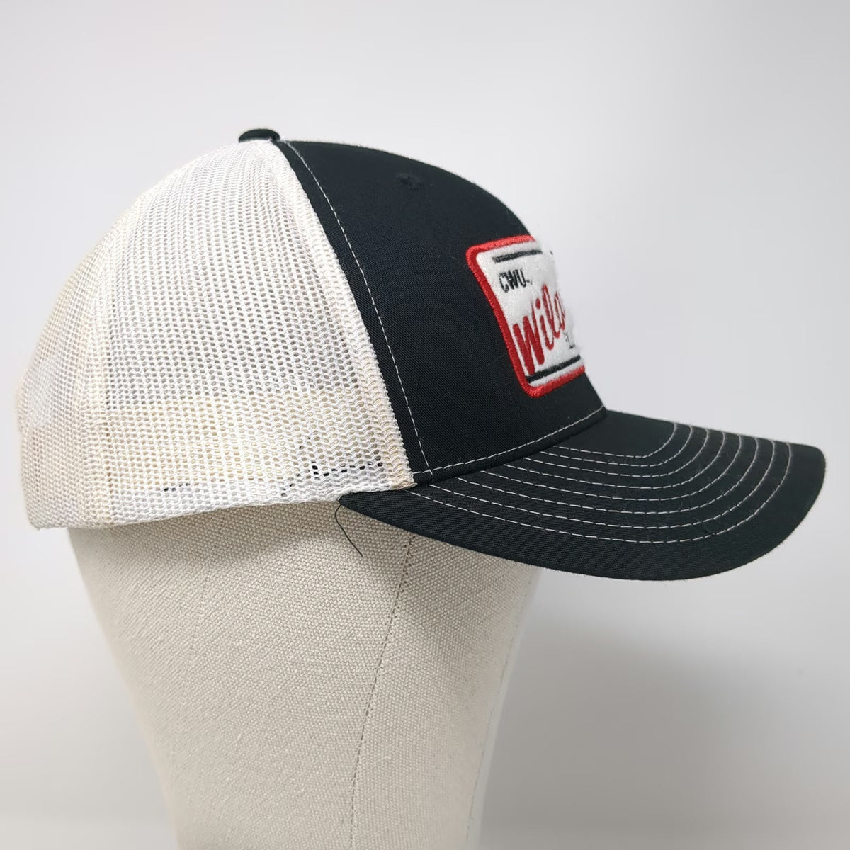 Richardson Trucker Hat Black One Size CWU Wildcats Ellensburg WA Patch Mesh