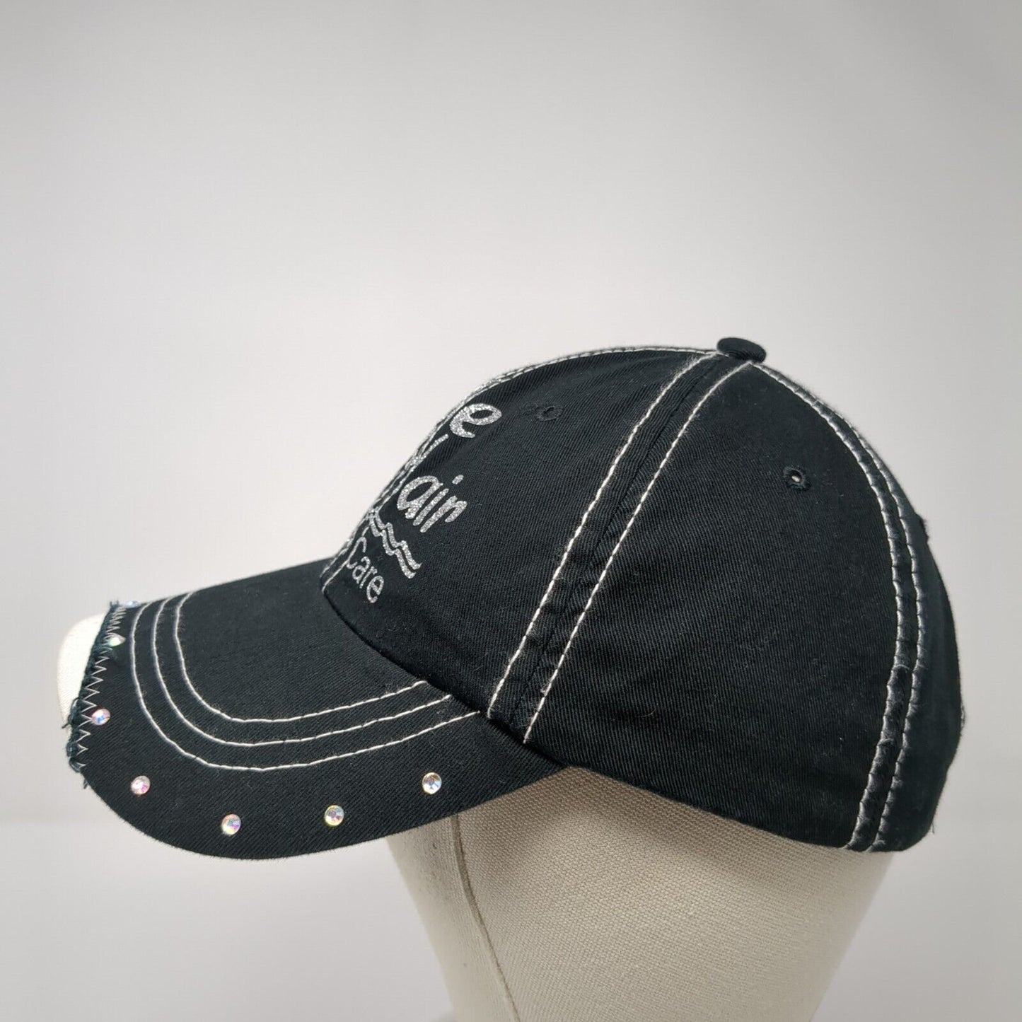 Lake Hair Don't Care Slideback Hat Black One Size Adjustable Rhinestone