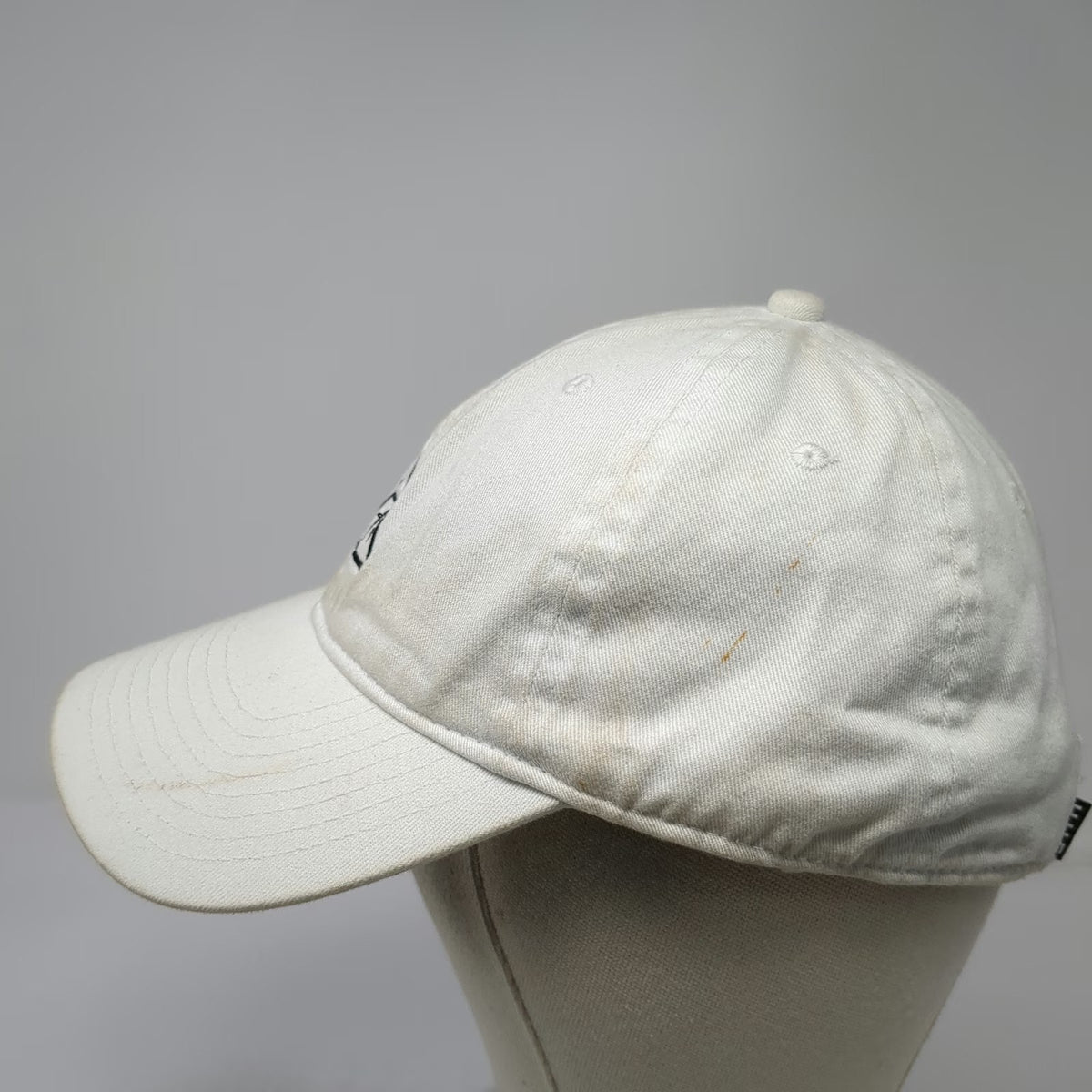 HUF Baseball Cap White One Size Slideback Strap Triangle Logo Embroidery Hat