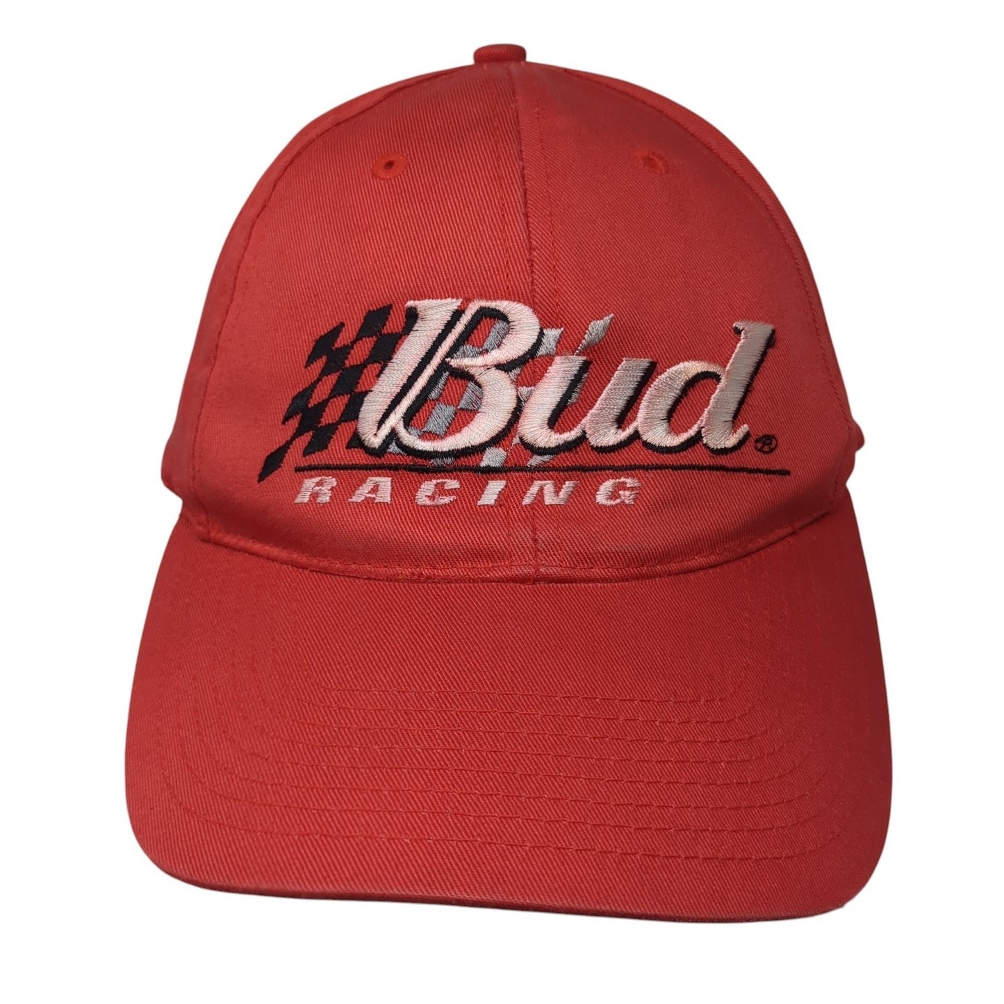 Bud Racing Snapback Hat Red One Size Adjustable Embroidered 6 Panel Spike Sports
