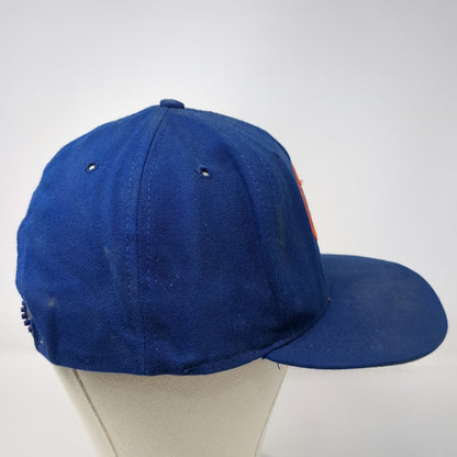New Era Snapback Hat Blue L CM Logo Pro Model Made USA Flat Brim Vintage