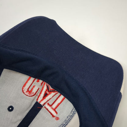 Caterpillar Baseball Cap Blue White Red One Size USA Flag Curved Brim Logo Hat