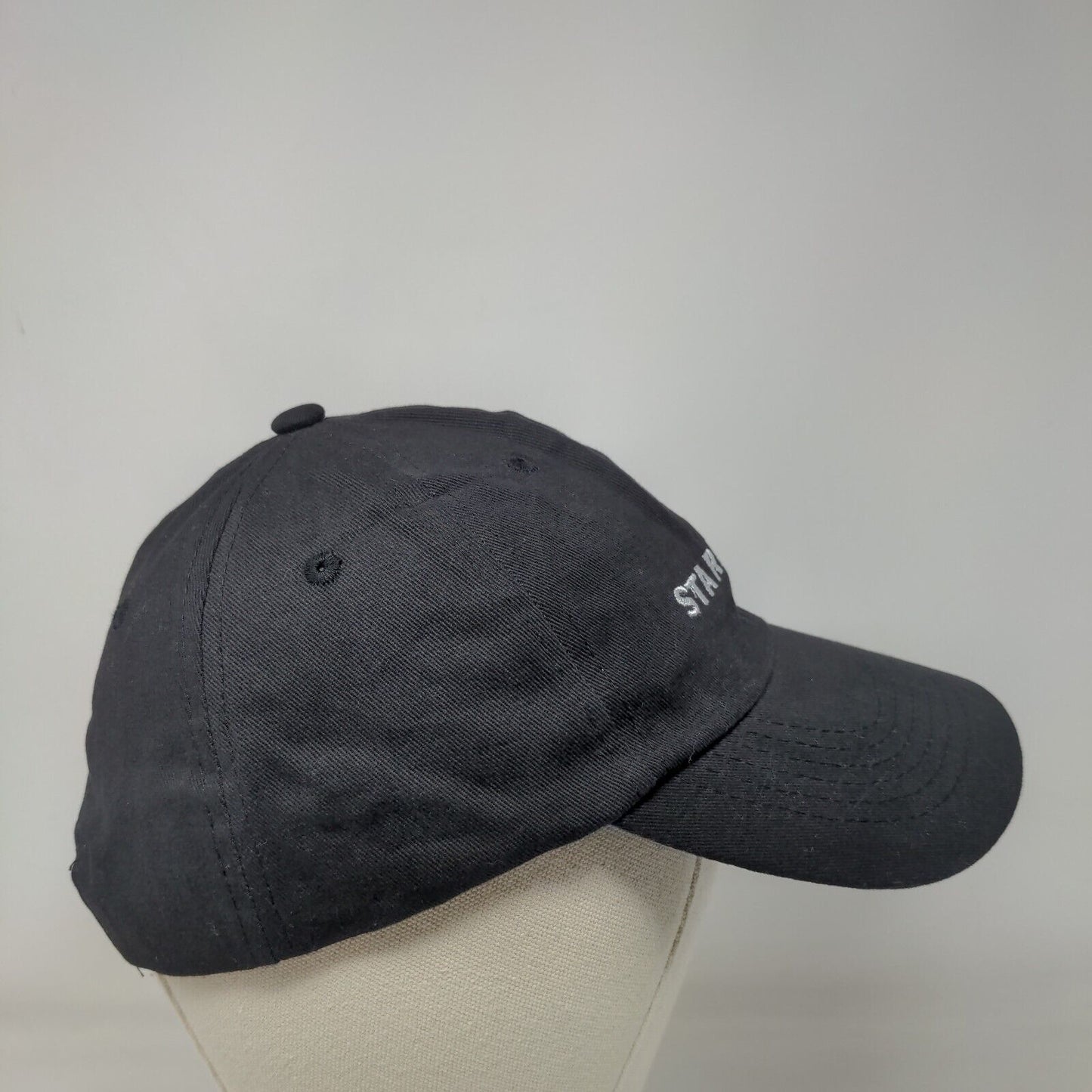 Starbucks Strapback Hat Black OSFA Employee Uniform Solid Vent Holes
