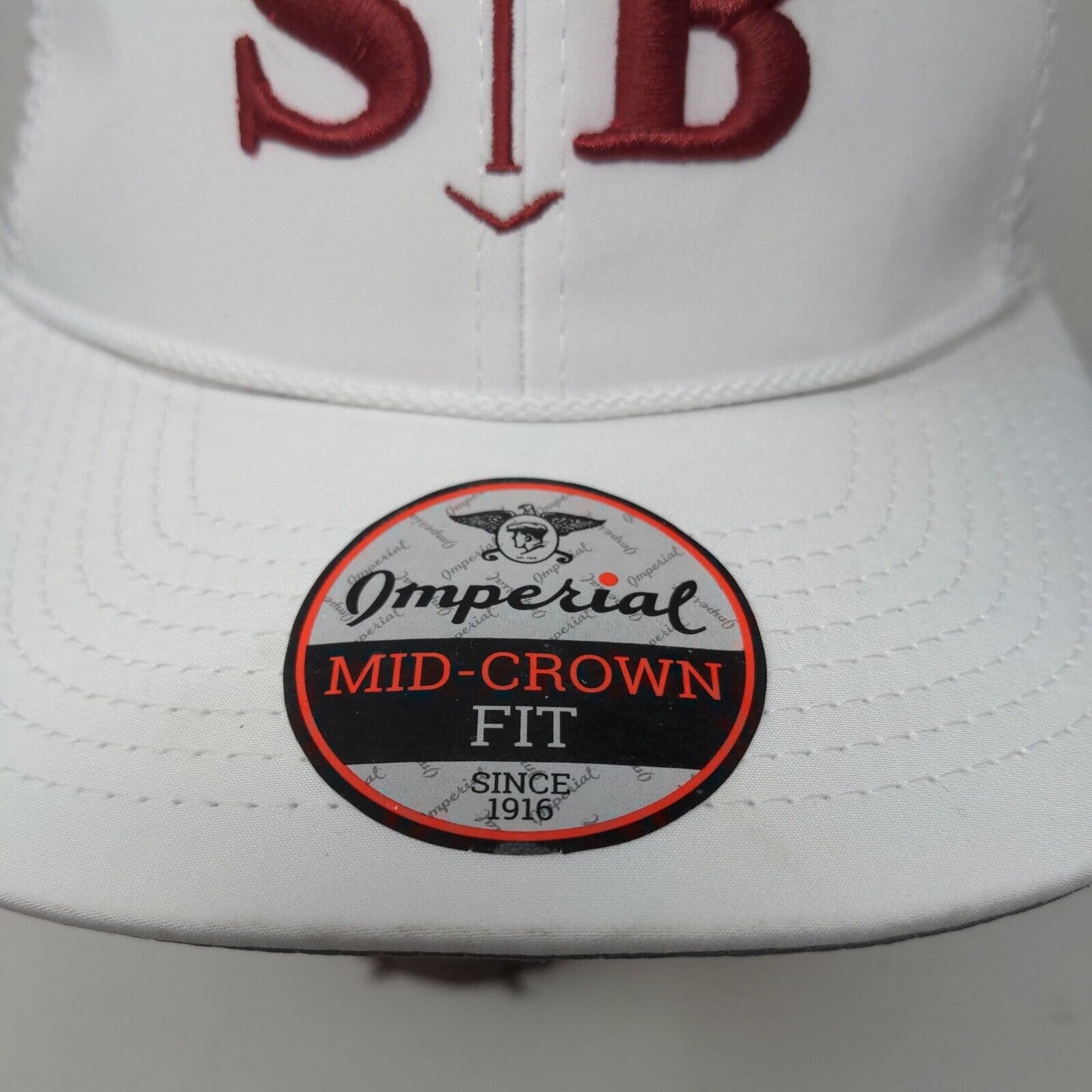 Imperial Men's Snapback Mesh Back Hat White OSFA Embroidered SB Christian Logo
