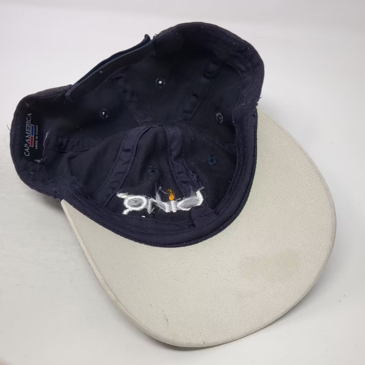 Cap America Microsoft Bing Logo Blue Baseball Cap OS Hat White Stripes Strapback