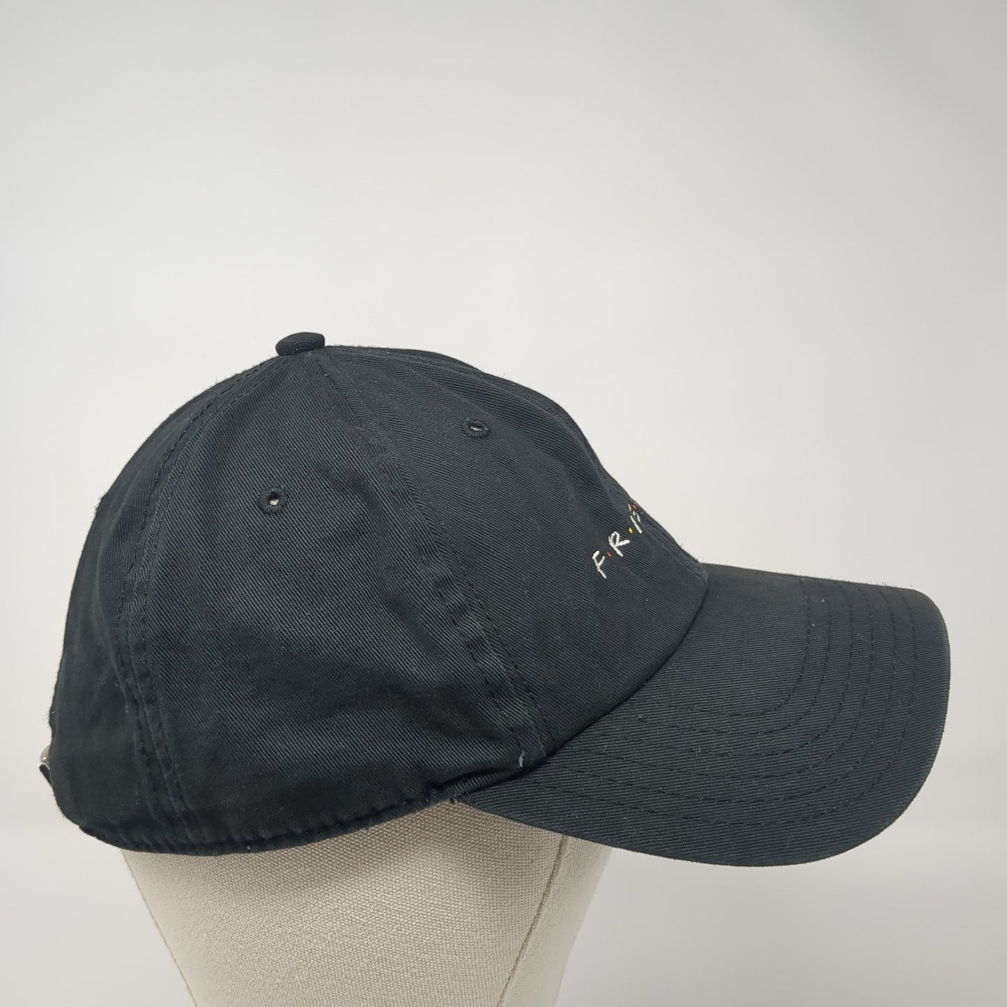 FRIENDS Slideback Baseball Cap Black One Size Adjustable Embroidered 6 Panel