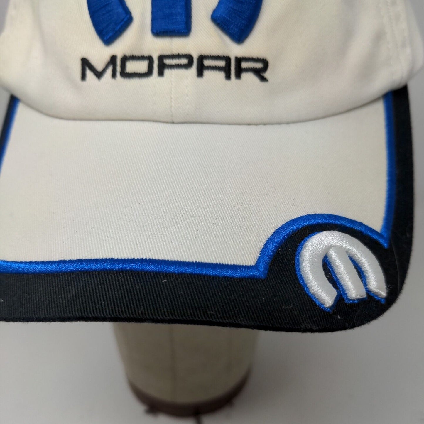 Mopar Men's Slideback Hat White Adjustable Embroidered Logo 100% Cotton