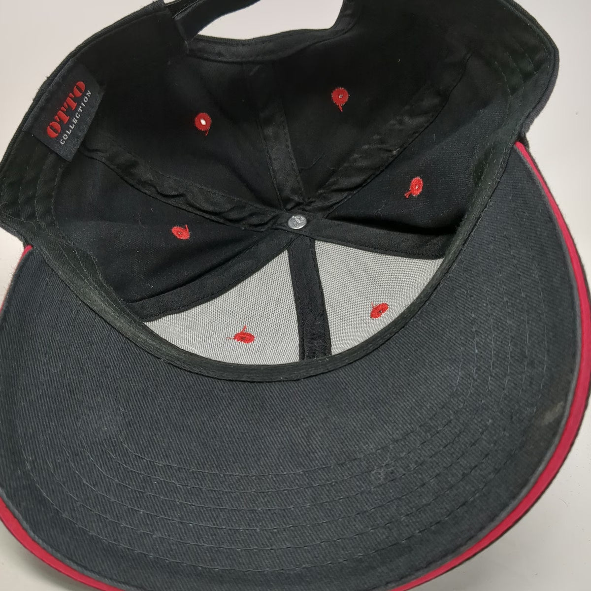 Otto Baseball Cap Black OSFM TranSystems Logo Strapback Red Sandwich Bill Hat