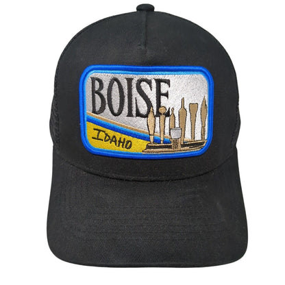 Boise Idaho Patch Snapback Mesh Back Trucker Hat Black One Size Solid