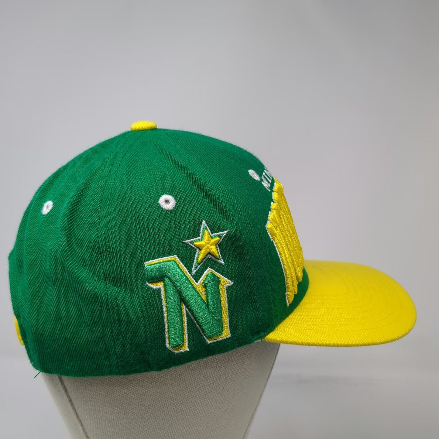 Minnesota North Stars NHL Zephyr Snapback Hat Green Yellow One Size Side Logo