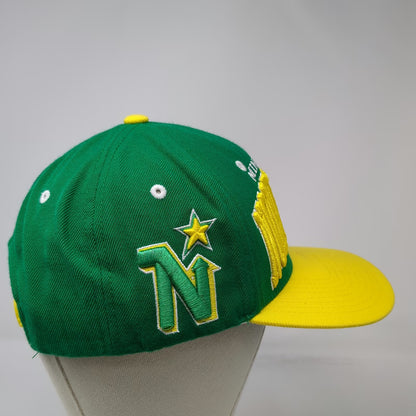 Minnesota North Stars NHL Zephyr Snapback Hat Green Yellow One Size Side Logo