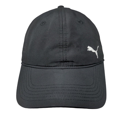 Puma Strapback Hat Black One Size Adjustable Solid 6 Panel Vent Holes