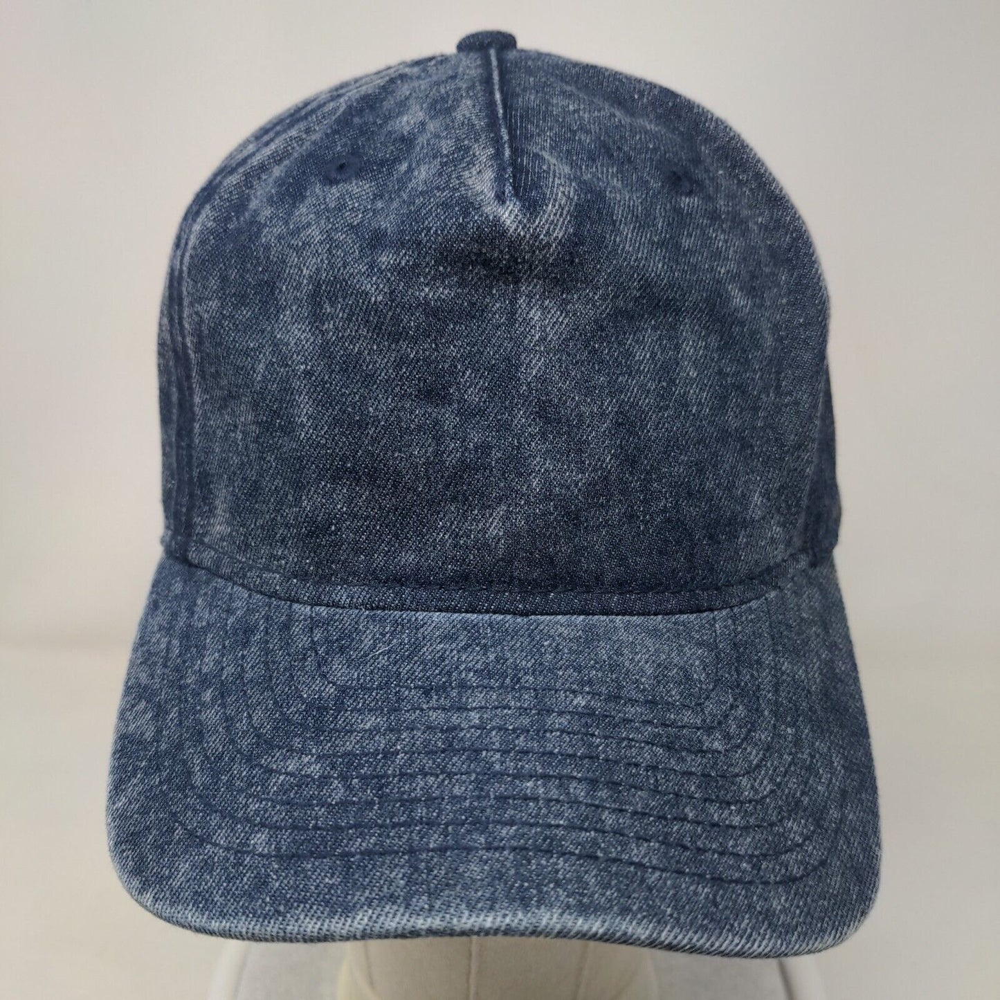 No Boundaries Snapback Hat Blue One Size Adjustable Vented Holes Denim Blank