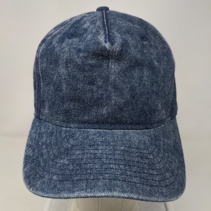 No Boundaries Snapback Hat Blue One Size Adjustable Vented Holes Denim Blank