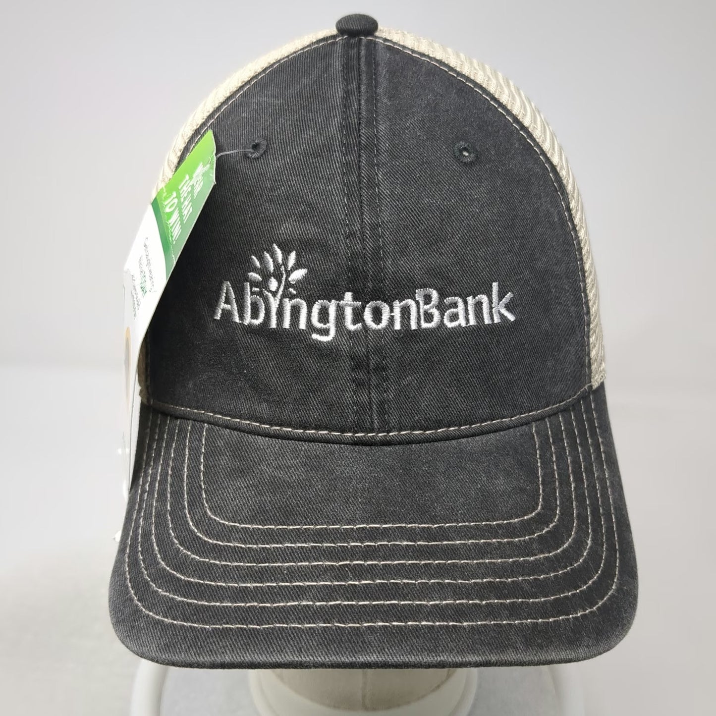 Cap America Trucker Hat Gray Beige One Size Abington Bank Logo Mesh Snapback