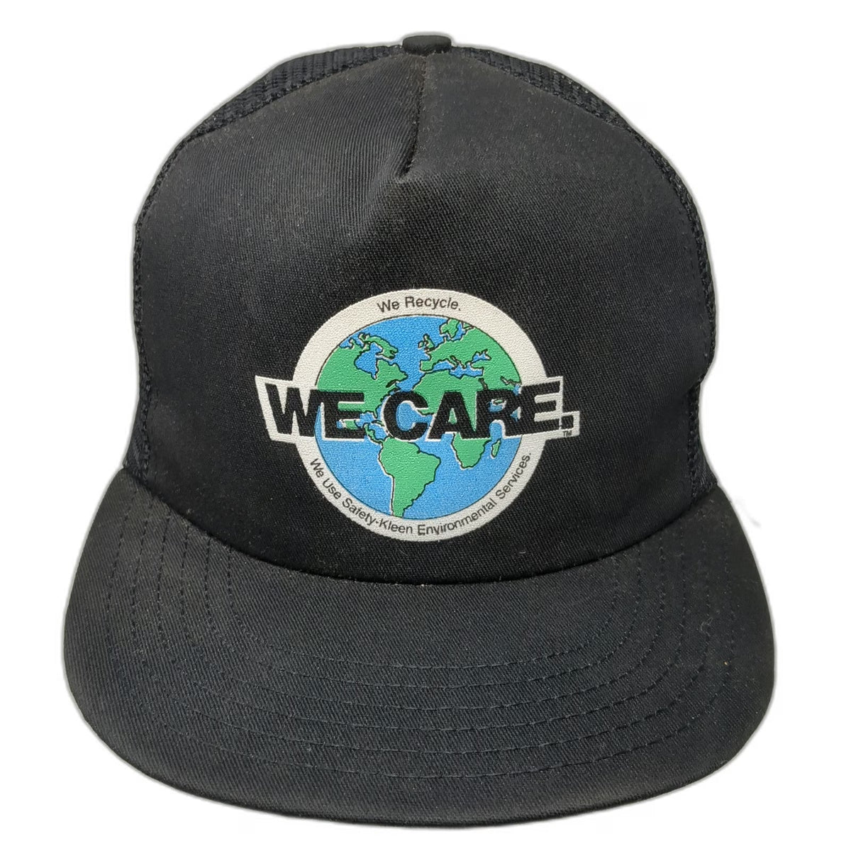 Safety-Kleen We Care Recycle Earth Trucker Hat Black One Size Snapback Made USA