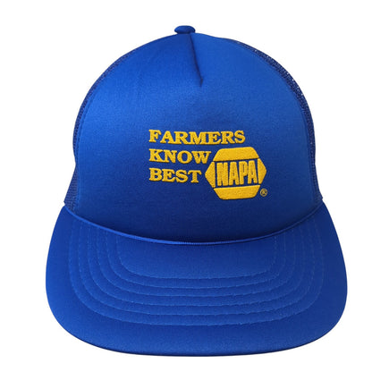 Farmers Know Best NAPA Snapback Rope Trucker Hat Blue One Size Mesh Back