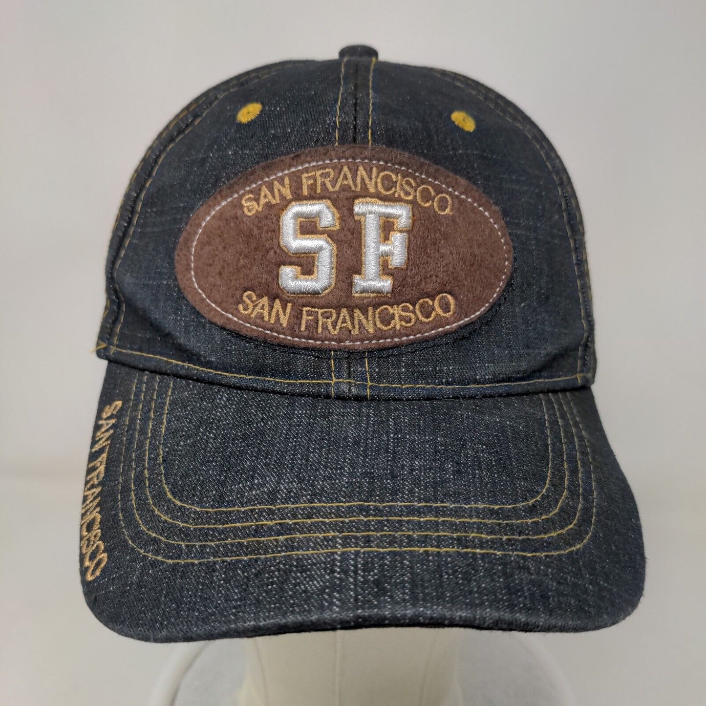 San Francisco Men's Strapback Hat Blue Embroidered Logo Spell Out 100% Cotton