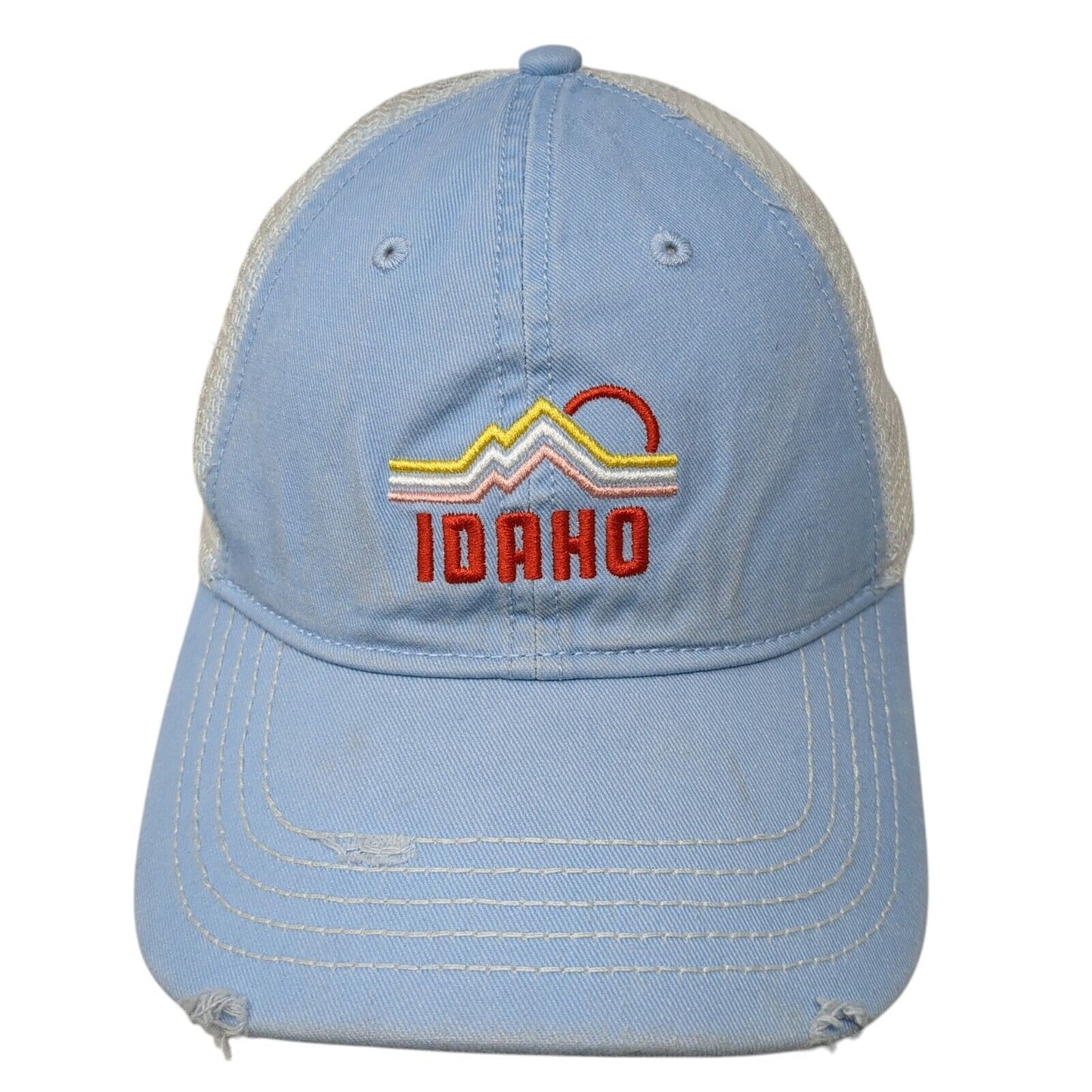 Idaho Slideback Hat Blue One Size Adjustable Distressed Mesh Back Home Free