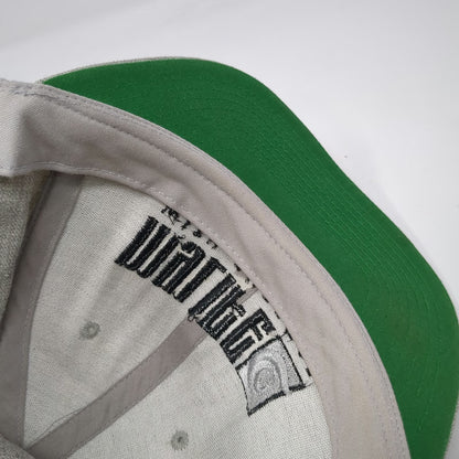 Yupoong Snapback Hat Gray One Size Green Underbrim Flat Brim Embroidered Wool