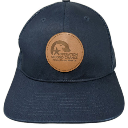 Richardson Trucker Hat Blue One Size Operation Second Chance Leather Mesh Patch