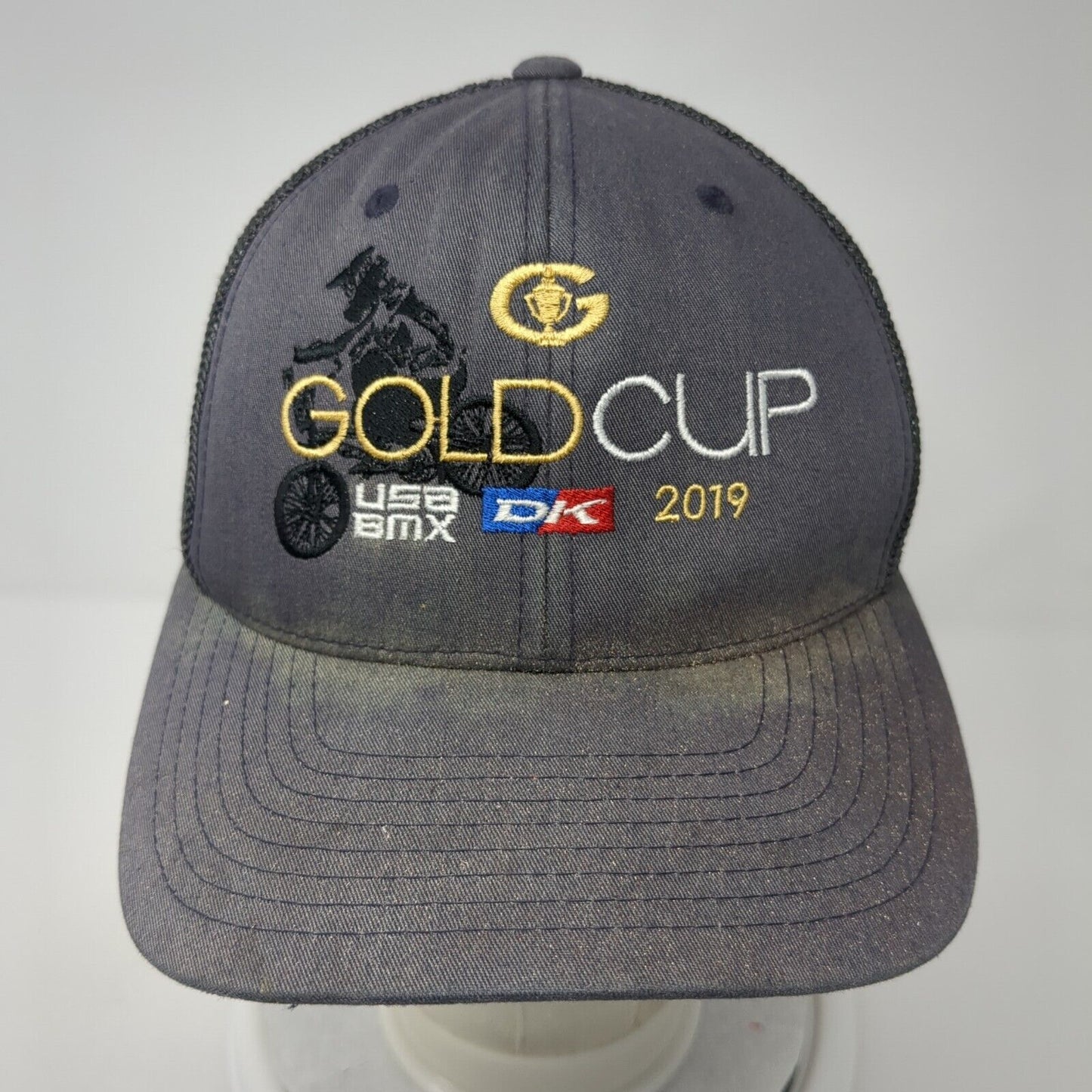 Gold Cup 2019 USA BMX Fitted Trucker Hat Gray S/M Mesh Back Port Authority