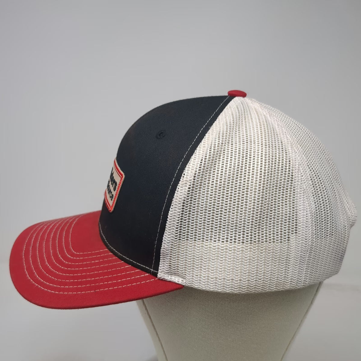 Richardson Trucker Hat Black Red One Size Builders FirstSource Mesh Snapback