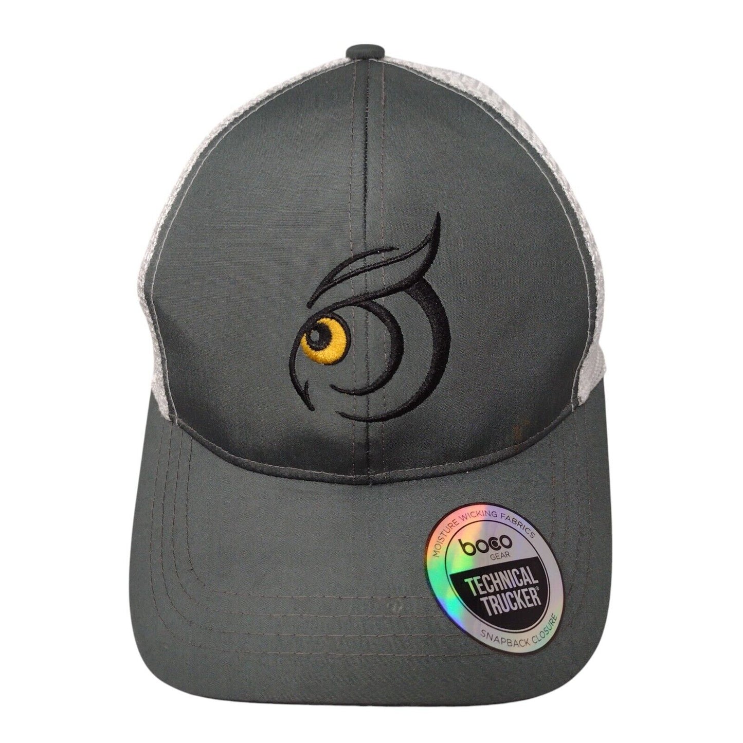 Boco Snapback Mesh Back Trucker Hat Gray OSFM Embroidered Perched.io