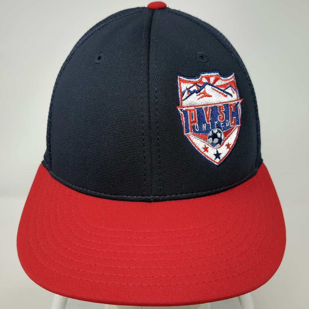 Richardson Baseball Cap Blue Red Size M PVSC United Soccer Mesh Performance Hat