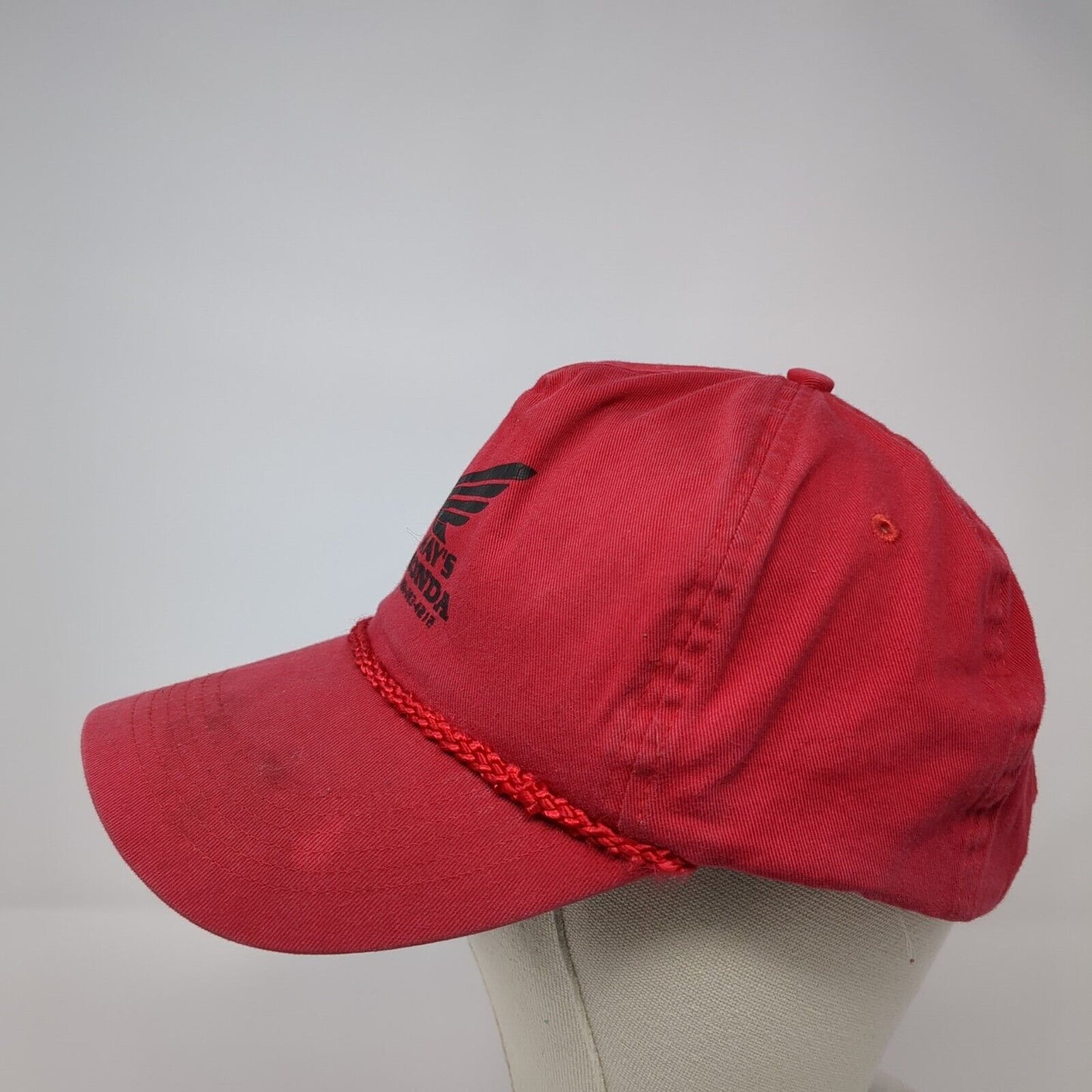 May's Honda Snapback Rope Hat Red One Size Solid Adjustable Outdoor