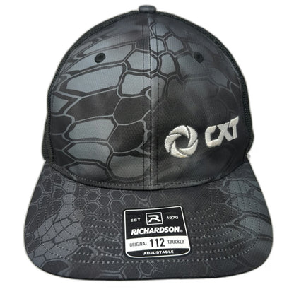 Richardson Trucker Hat Black One Size Camo Mesh Snapback CXT Logo Kryptek