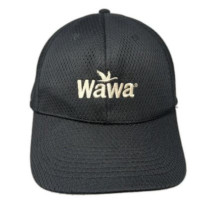 Wawa Baseball Cap Black One Size All Over Mesh Embroidered Logo Strapback Hat