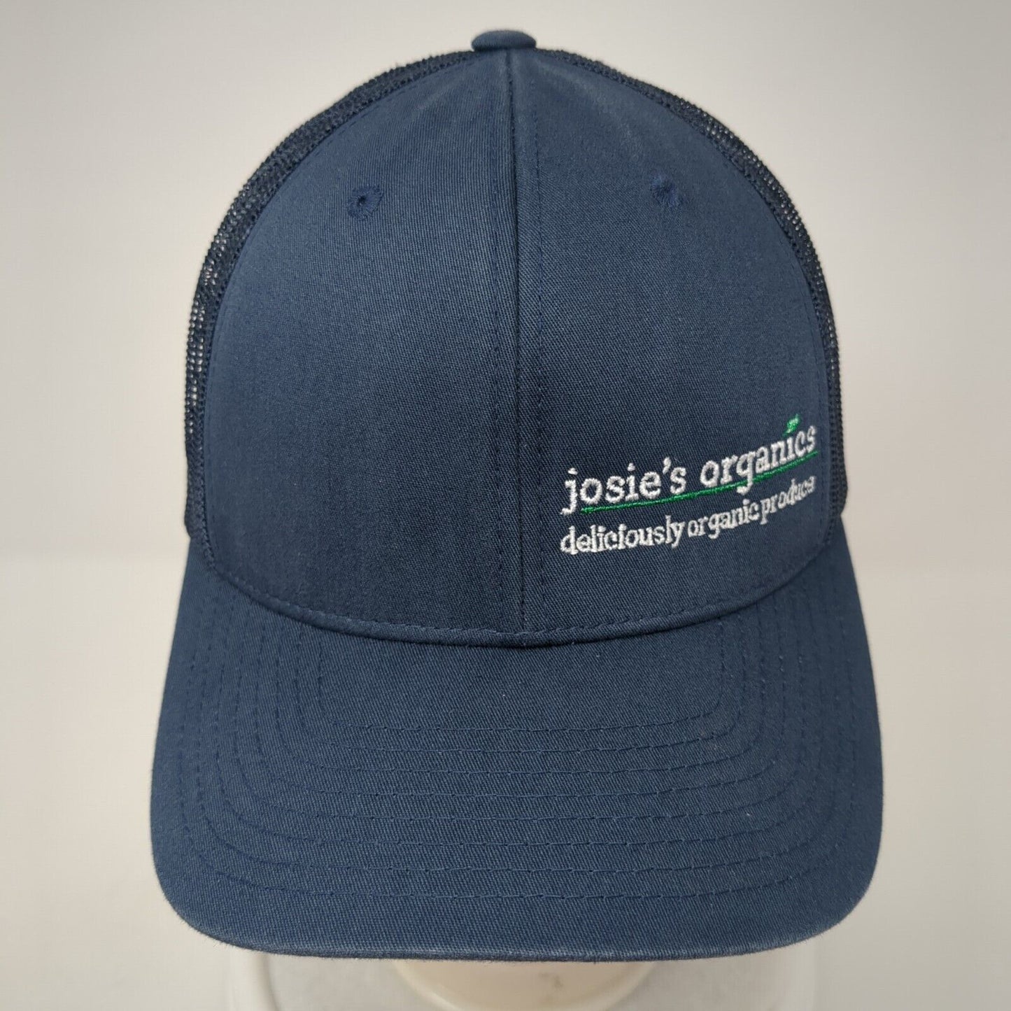 Josie's Organics Snapback Trucker Hat Blue One Size Mesh Back Yupoong