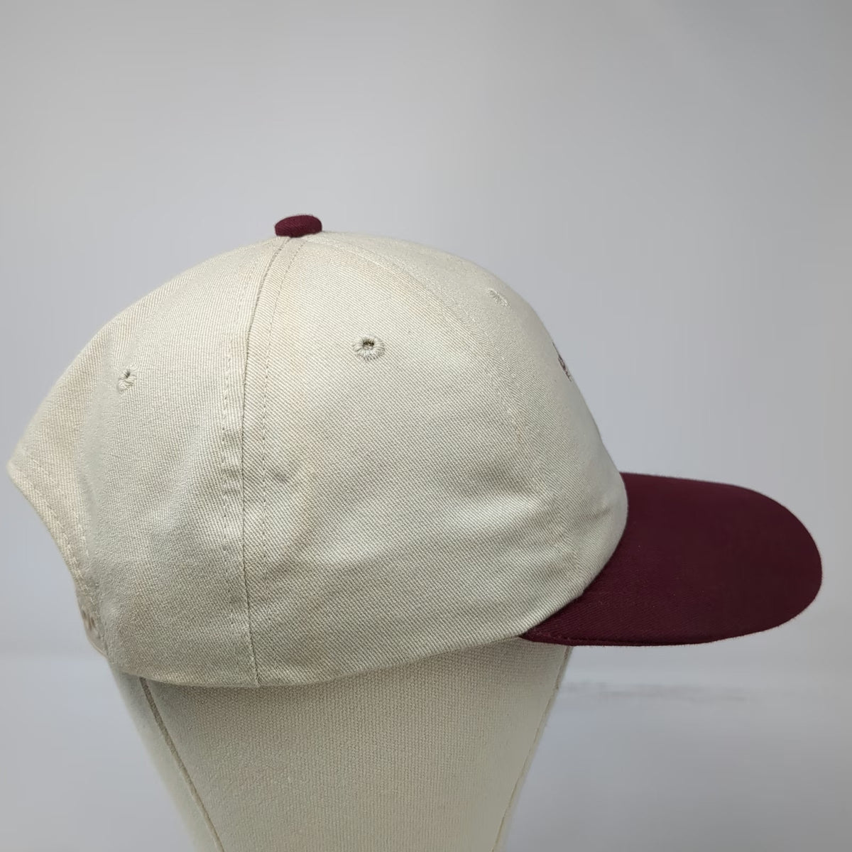Trend Snapback Hat Beige Red One Size Two Tone Babe Farms Made in USA Graphic