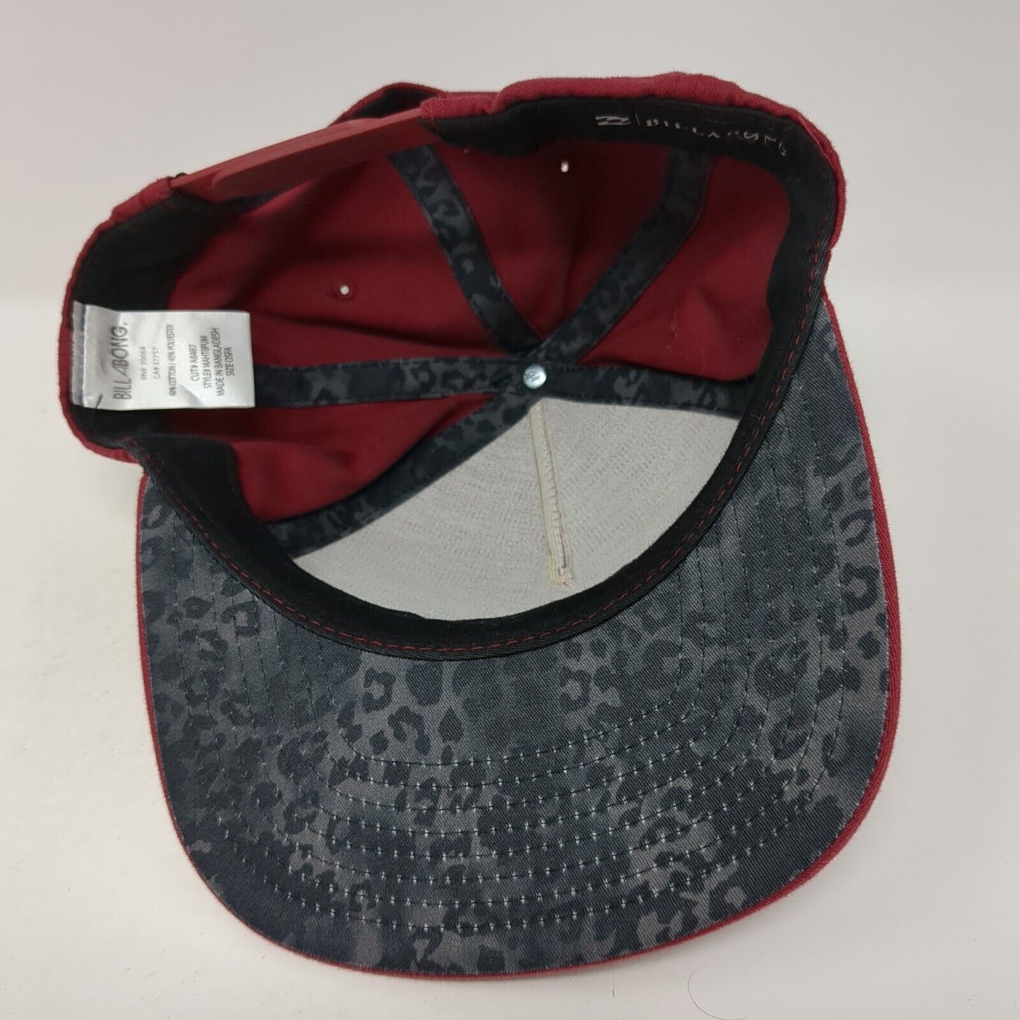 Billabong Snapback Hat Red One Size Adjustable Embroidered Vented Holes 6 Panel