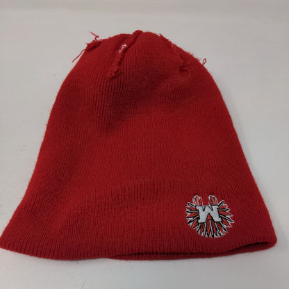 Unbranded Men's Knit Beanie Hat Red White Striped Embroidered M Indian Headdress