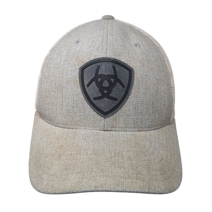 Ariat Logo Patch Snapback Trucker Hat Gray One Size Mesh Back Flexfit