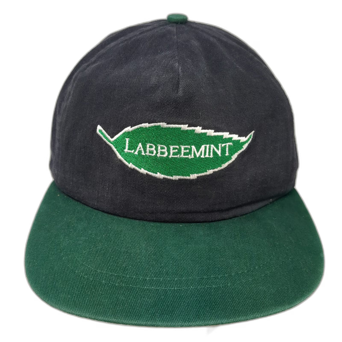 hhn 5 Panel Blue Green One Size Slideback Labbeemint Leaf Logo USA Made Hat