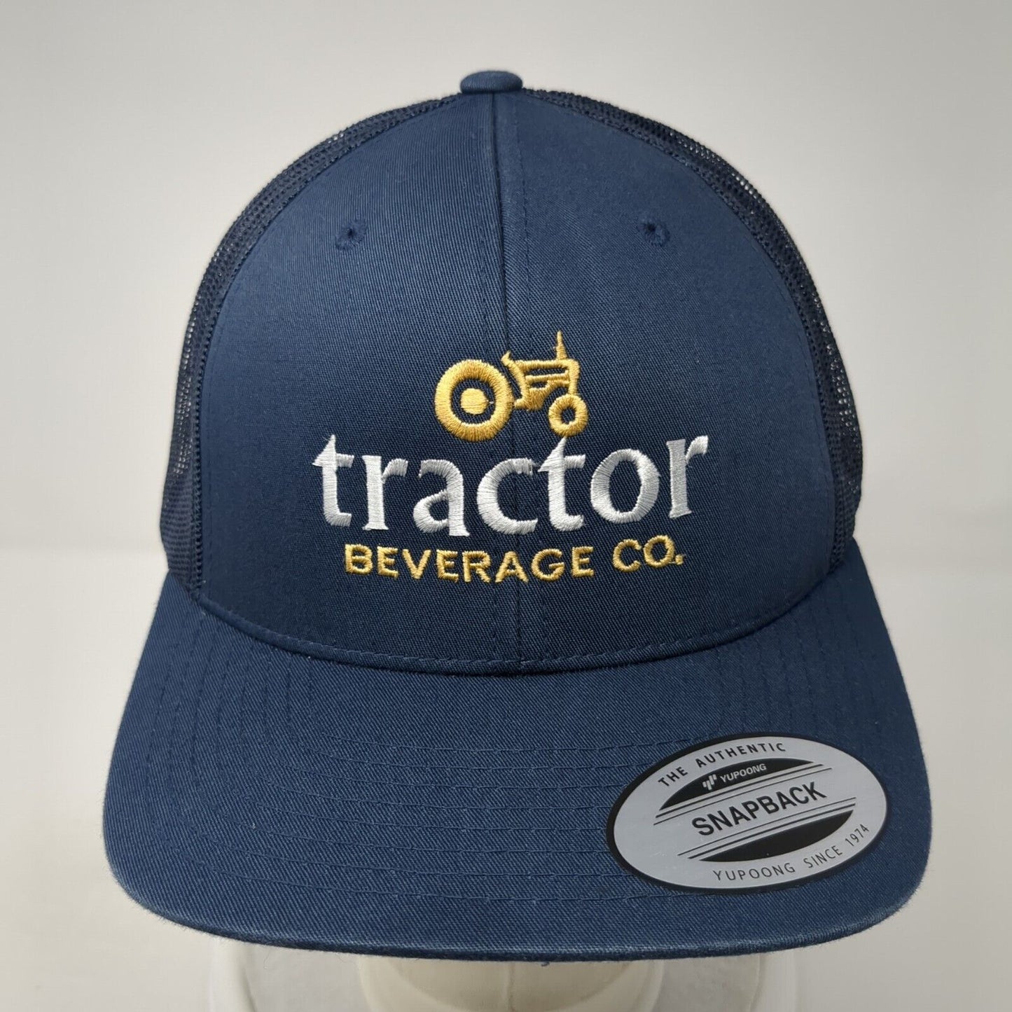 Tractor Beverage Co. Snapback Trucker Hat Blue OS Adjustable Mesh Back Yupoong