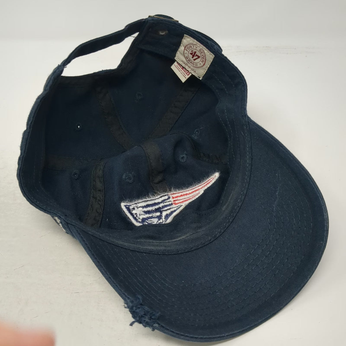 '47 New England Patriots NFL Blue One Size Cap Distressed Slideback Buckle Hat