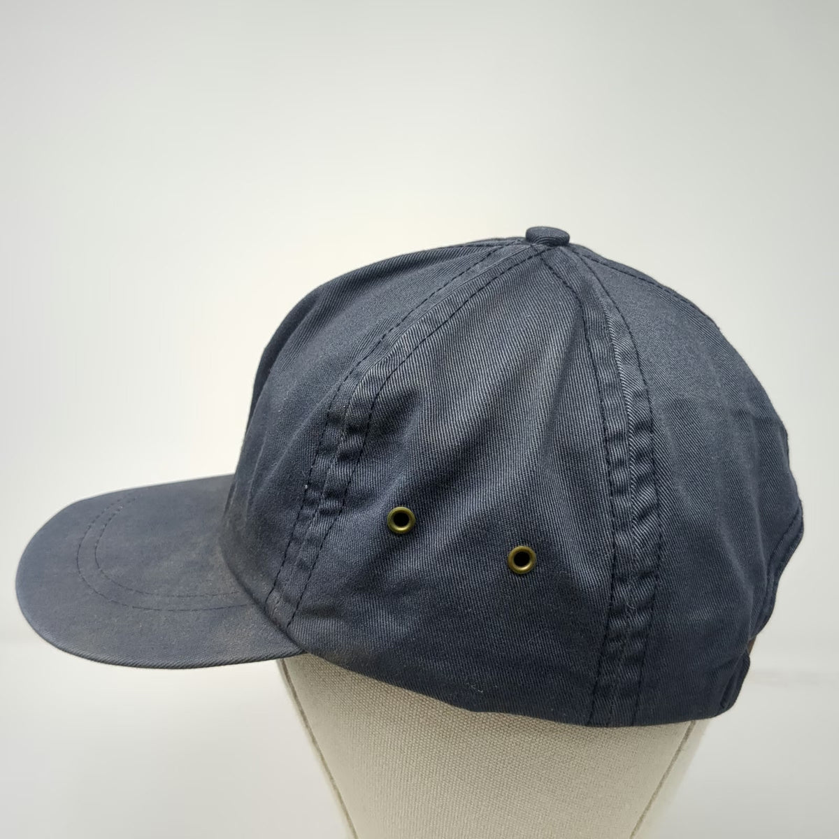 Eddie Bauer Blue Baseball Cap One Size Leather Strapback Made USA Hat Vintage