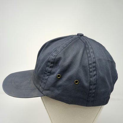 Eddie Bauer Blue Baseball Cap One Size Leather Strapback Made USA Hat Vintage