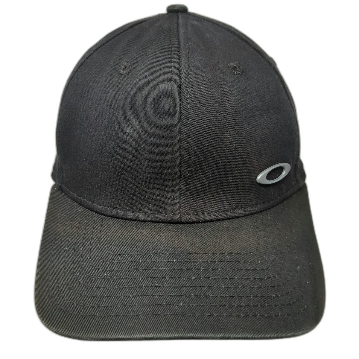 Oakley New Era 39THIRTY Baseball Cap Black S/M Stretch Fit Silver Logo Hat