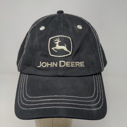 John Deere Men's Slideback Hat Black Size OSFM Embroidered Logo 100% Cotton