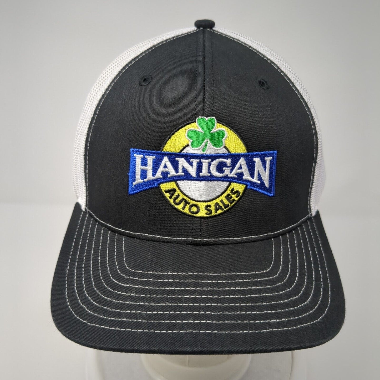 Hanigan Auto Sales Snapback Trucker Hat Black One Size Mesh Back
