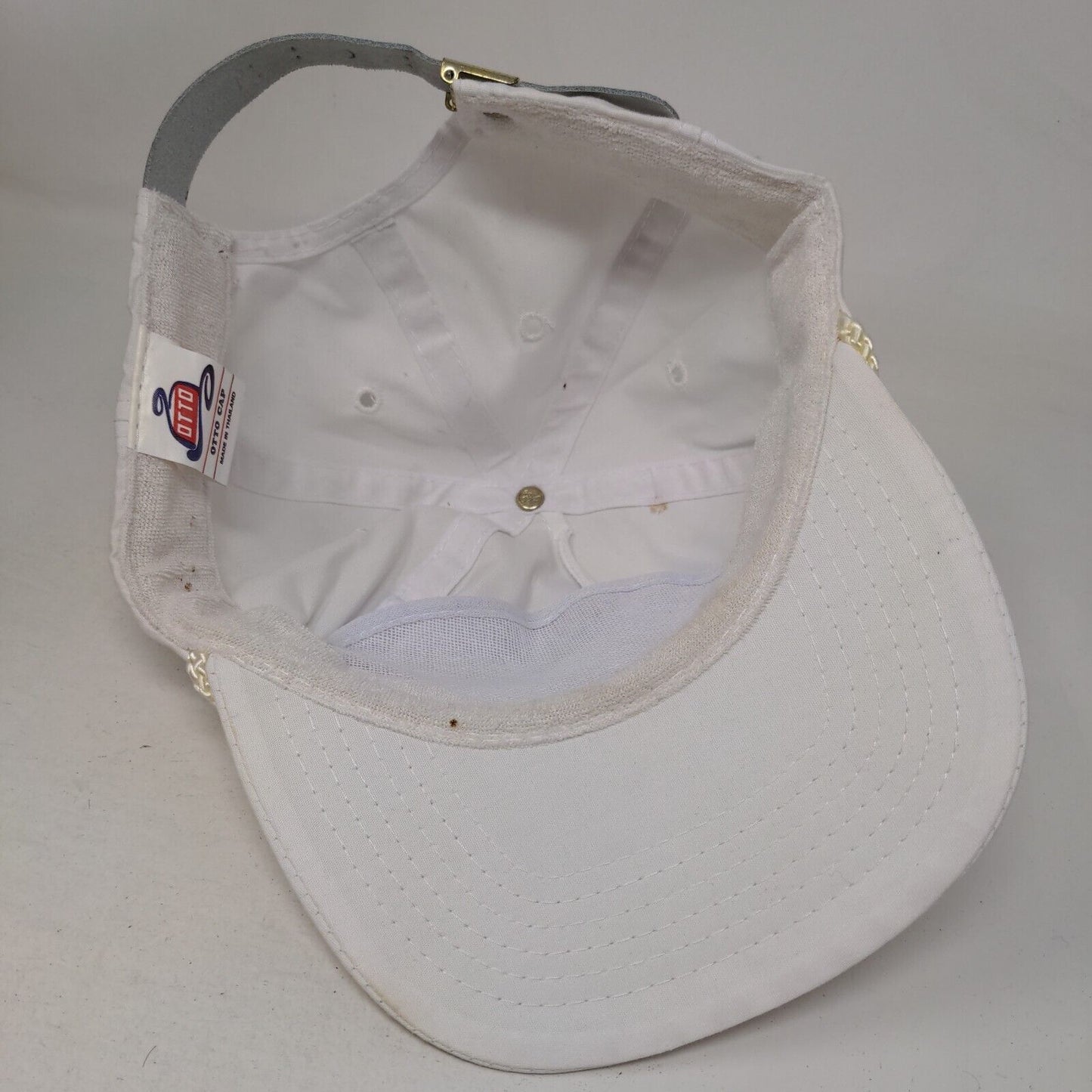 Otto Slideback Rope Hat White OSFA Adjustable Leather Strap Blank